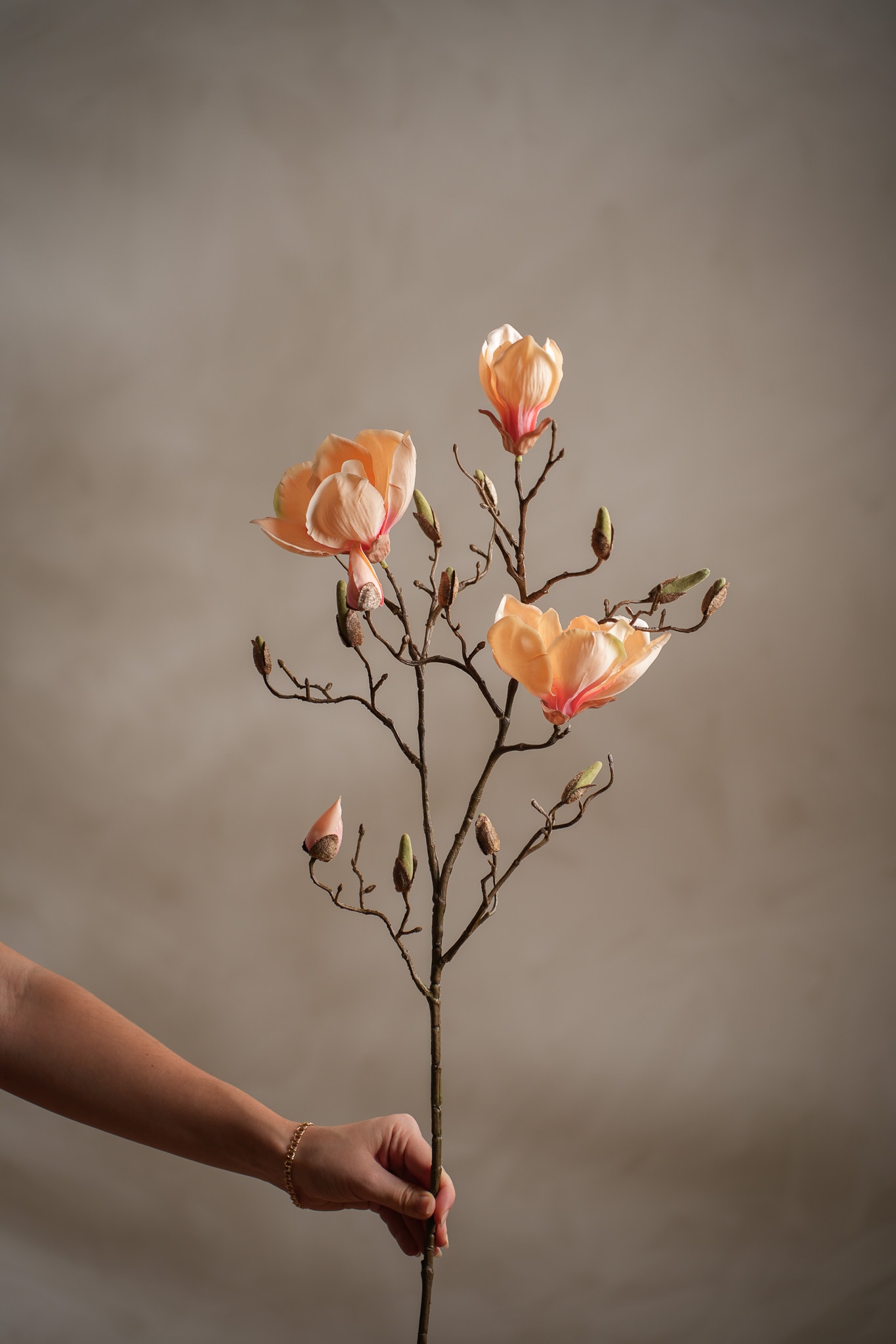 Konstgjord persikofärgad Magnolia 88 cm