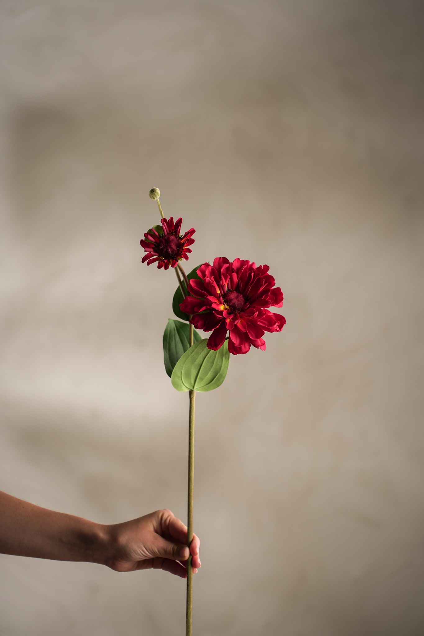 Konstgjord röd Zinnia 63cm